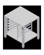 FIXER TISCH - Cod. EKTS 411 - fixer Tisch in AISI 430 mit Universal-Backblechhalter - Fassungsvermögen: 6 GN 1/1 Backbleche oder 6 Roste 60 x 40 cm- für Modelle: EKF 311, EKF 364, EKF 411 und EKF 464 in allen Ausführungen  - Abmessungen in cm (B x T x H):