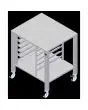 FIXER TISCH - Cod. EKTRS 411 - fixer Tisch in AISI 430 mit Rollen und Universal-Backblechhalter - Fassungsvermögen: 6 GN 1/1 Backbleche oder 6 Roste 60 x 40 cm - für Modelle: EKF 311, EKF 364, EKF 411 und EKF 464 in allen Ausführungen - Abmessungen in cm 