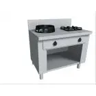 EURASIA-HERD, GAS, 2 BRENNER - Mod. PAP02 - nach Maß gefertigt - offener Unterbau - glatte Platte - Gas-Leistung nach Wahl: 3,0/4,5/7,5/9,5/14 oder 21 kW - Produktmaße in cm (BxTxH): 100 x 70 x 85 - EG-Norm