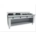 EURASIA-HERD, GAS, 4 BRENNER - Mod. PAP04 - nach Maß gefertigt - offener Unterbau - glatte Platte - Gas-Leistung nach Wahl: 3,0/4,5/7,5/9,5/14 oder 21 kW - Produktmaße in cm (BxTxH): 200 x 70 x 85 - EG-Norm