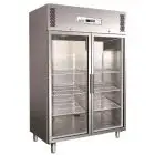 KÜHLSCHRANK AUS EDELSTAHL AISI 304 - UMLUFTKÜHLUNG - Mod. G-GN1410TNG - GASTRONORM 2/1 (65 x 53 cm) - 2 GLASTÜREN - NUTZVOLUMEN: 1325 LITER - TEMPERATUR: -2°/+8°C - Abmessungen in cm. (B x T x H): 148 x 83 x 201 - EG-NORM