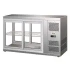 TISCHKÜHLVITRINE SNACK AUS EDELSTAHL AISI 430 - GERADES GLAS UND SCHIEBETÜREN AUF BEIDEN SEITEN- Mod. G-HAV111 - TEMPERATUR: +2/+8°C - KAPAZITÄT: 150 Liter - Einphasige Stromversorgung 230V/1/50Hz - Leistung: W 180 - Abmessungen in cm (B x T x H): 111 x 5