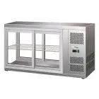 TISCHKÜHLVITRINE SNACK AUS EDELSTAHL AISI 430 - GERADES GLAS UND SCHIEBETÜREN AUF BEIDEN SEITEN - Mod. G-HAV131 - TEMPERATUR +2/+8°C - KAPAZITÄT: 190 Liter - Einphasige Stromversorgung 230V/1/50hZ - Leistung: W 180 - Abmessungen in cm (B x T x H): 131 x 5