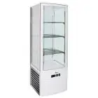 GLASTÜRKÜHLSCHRANK (VERTIKALE AUSRICHTUNG) - 4 SEITEN DOPPELGLAS - Mod. G-LSC235 - UMLUFTKÜHLUNG - NUTZVOLUMEN: 235 LITER - TEMPERATUR: +2°/+8°C - Abmessungen in cm (B x T x H): 51,5 X 48,5 X 169,5 - EG-NORM