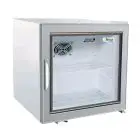 MINIBARKÜHLSCHRANK AUS LACKIERTEM BLECH - STATISCHE KÜHLUNG - Mod. G-SC50G - NUTZVOLUMEN: 68 LITER - 1 GLASTÜR - TEMPERATUR: +2°/+8°C - Abmessungen in cm (B x T x H): 57 x 53,3 x 53 - EG-NORM