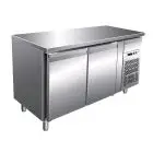 KÜHLTISCH AUS EDELSTAHL AISI 304 - UMLUFTKÜHLUNG - Mod. G-GN2100TN - GASTRONORM 1/1 (53 x 32,5 cm) - 2 TÜREN - Bruttokapazität: 282 Liter - TEMPERATUR: -2°/+8°C - Abmessungen in cm. (B x T x H): 136 x 70 x 86 - EG-Norm