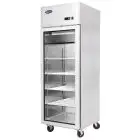 KÜHLSCHRANK AUS EDELSTAHL – FÜR SNACKS – Mod. YCF9407GR - BELÜFTET - KAPAZITÄT LT 410 - N. 1 GLASTÜR - TEMPERATUR -17°/-20°C - SCHWACH. cm L 60 x P 73 x h 195,5 – CE-Standard