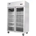 KOMPAKTER KÜHLSCHRANK AUS EDELSTAHL – Mod. YCF9408GR - BELÜFTET - KAPAZITÄT LT 900 - N. 2 GLASTÜREN - TEMPERATUR -17°/-20°C - SCHWACH. cm L 120 x P 73 x h 195,5 – CE-Standard