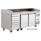 PIZZAKÜHLTISCH AUS EDELSTAHL - Mod. FQG4591 - Umluftkühlung - N. 2 PORTE - N. 7 CASSETTI NEUTRI cm 60x40 - Temperaturbereich: 0°/+8°C - Produktmaße in cm (B x T x H): 201 x P 80 x h 100/160 - CE-Kennzeichnung