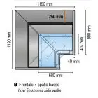 Kühldisplay 90° AC FB (geschlossen) mit glattem Glas - Kanalisiert - Abmessungen cm L 118,8 x P 89,8 x H 126
