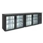 RETROBAR KÜHLSCHRANK FÜR GETRÄNKE - Mod DD 400 IF - Temperatur 0°/+10°C - Fassungsvermögen lt. 586 - Einphasige Stromversorgung V220/1 - Leistung W 320 - Produktmaße (BxTxH) cm 254,2 x 53,5 x 86 - Gewicht Kg. 150
