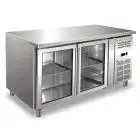 Tiefkühltisch - Edelstahl AISI 304 - BELÜFTET - Mod ECZ2100TNG - GASTRONORM 1/1 (cm 53 x 32,5) - 2 GLASTÜREN - KAPAZITÄT Lt 314 - TEMPERATUR -2°/+8°C - PRODUKTMAßE (BxTxH) cm 136 x 70 x 86 - CE-Norm