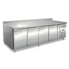 Tiefkühltisch mit Aufkantung - Edelstahl AISI 304 - Umluftkühlung - Mod. ECZ4200BT - Gastronorm 1/1 (53 x 32,5 cm) - 4 Türen - Nutzvolumen: 616 Liter - Temperaturberereich: -10°/-20°C - Produktmaße (B x T x H): 223 x 70 x 96 - CE-Kennzeichnung