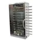 Multigrill- Mod. CEV6 -  tragende Struktur aus Edelstahl - 3 unabhängige Heizelemente mit Energieregler - 6 + 5 Grillspieße aus Edelstahl - Spannung 400V/3N Dreiphasenwechselstrom - Leistung 5,4 KW - Produktmaße (B x T x H): 58,7 X 31,5 X 109 - CE-Norm