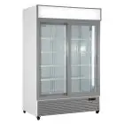 KÜHLSCHRANK AUS LACKIERTEM STAHL - FÜR GETRÄNKE - BELÜFTET - Mod EN1300X2IEUN - KAPAZITÄT VON 1057 LITERN - 2 GLASSCHIEBETÜREN - TEMPERATUR 0/+10°C - PRODUKTMAßE (BxTxH) cm 133 x 70 x 202,3 - CE-NORM