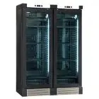 WEINKÜHLSCHRANK - Mod ENY 820 N BLACK - STATISCH - TEMPERATUR °C +4/+18 - N. 2 GLASTÜREN - STRUKTUR AUS SCHWARZEM ESCHENHOLZ - BRUTTOKAPAZITÄT Lt. 764 - NETTOKAPAZITÄT Lt. 604 - LEISTUNG W 244 - STROMVERSORGUNG 220/50Hz EINPHASIG - ABMESSUNGEN cm B 131,5 