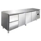 Tiefkühltisch - Edelstahl AISI 304 - Umluftkühlung - Mod CXF4110TN - GASTRONORM 1/1 (53 x 32,5 cm) - 3 GEKÜHLTE TÜREN - 2 GEKÜHLTE SCHUBLADEN - KAPAZITÄT 476 Liter - TEMPERATUR -2°/+8°C - Produktmaße (BxTxH) cm 223 x 70 x 86