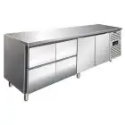 Tiefkühltisch - Edelstahl AISI 304 - Umluftkühlung - Mod CXF4140TN - GASTRONORM 1/1 (53 x 32,5 cm) - 2 GEKÜHLTE TÜREN - 4 GEKÜHLTE SCHUBLADEN - KAPAZITÄT 476 Liter - TEMPERATUR -2°/+8°C - Produktmaße (BxTxH) cm 223 x 70 x 86