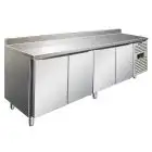 Kühltisch mit Aufkantung - Edelstahl AISI 304 - Umluftkühlung - Mod CXF4200TN - Gastronorm 1/1 (53 x 32,5 cm) - 4 Türen - Nutzvolumen: 476 Liter - Temperaturberereich: -2°/+8°C - Produktmaße (B x T x H): 223 x 70 x 96