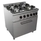 GASHERD MIT 4 FLAMMEN - Mod. G7NURG4FG4M - statischer Elektro-Backofen GN 2/1 in cm (BxTxH): 68,5 x 53 x 35 - Gasleistung: 18 kW - Produktmaße in cm (BxTxH): 80 x 70 x 85 - EG-Norm
