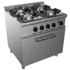 GASHERD MIT 4 FLAMMEN - Mod. G7NURG4FO2M2G - statischer Gas-Backofen GN 2/1 in cm (BxTxH): 68,5 x 53 x 35 - Gesamtleistung: 31,9 kW - Produktmaße in cm (BxTxH): 80 x 70 x 85 - EG-Norm