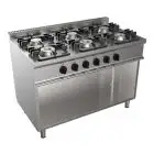 GASHERD MIT 6 FLAMMEN - Mod. G7NURG6DC3M3G - offener Unterbau - Leistung: 36 kW - Produktmaße in cm (BxTxH): 120 x 70 x 85 - EG-Norm