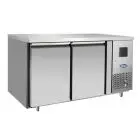 KÜHLTISCH AUS EDELSTAHL - FÜR SNACKS - BELÜFTET - Mod EPF3461GR-304T - 2 TÜREN - FASSUNGSVERMÖGEN 240 Liter - TEMPERATUR -17°/-22°C - Maße cm B 136 x T 60 x H 85 - CE-Norm