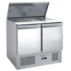 KÜHL-SALADETTE AUS EDELSTAHL AISI 201 - Mod. G-S900 FC - STATISCHE KÜHLUNG - GASTRONORM 1/1 (53 x 32,5 cm) - 2 KÜHLTÜREN - TEMPERATUR: +2°/+8°C - Abmessungen in cm (B x T x H): 90 x 70 x 85 - EG-Norm