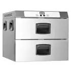 WARMHALTEGERÄT MIT 2 SCHUBLADEN - MOD. GMC2E - ELEKTRONISCHES MODELL - KAPAZITÄT: 2 GN 1/1 - EINPHASIGER ANSCHLUSS: V 230/1/50 Hz - LEISTUNG: 900 W - PRODUKTMASSE IN CM (B x T x H): 65 X 60 X 51 - Gewicht: 35 kg