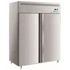 Kühlschrank aus Edelstahl AISI 201 - Mod M-GN1410TN-FC - Gastronorm 2/1 (65 x 53 cm) - Belüftet - 2 Glastür - Fassungsvermögen 1300 Liter - Temperatur 0°/+8°C - Produktmaße (BxTxH) cm 148 x 83 x 201