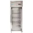 Kühlschrank aus Edelstahl AISI 201 - Mod M-GN650TNG-FC - Gastronorm 2/1 (65 x 53 cm) - Belüftet - 1 Glastür - Fassungsvermögen 650 Liter - Temperatur 0°/+8°C - Produktmaße (BxTxH) cm 74 x 83 x 201