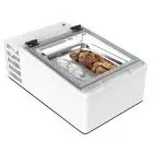 Auftisch-Eisvitrine - Mod. CREAM 2V W - Energieeinsparung (-10%) - Fassungsvermögen: 28 Liter - statische Kühlung - Temperaturbereich: - 10 °C / -22 °C - Produktmaße in cm (B x T x H): 49 x 79 x 34,5 - CE-Kennzeichnung