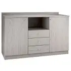 SERVIERSCHRANK - Eiche furniert, gebleicht - MOD. ML3204SS - 2 TÜREN - 3 Schubladen + offenes Gefach - Abmessungen in cm (B x T x H): 136 x 48 x 95