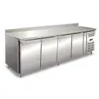 Tiefkühltisch mit Aufkantung - Edelstahl AISI 304 - BELÜFTET - Mod UOCEM4200BT - 4 TÜREN - KAPAZITÄT 511 Liter - TEMPERATUR -10°/-20°C - Produktmaße (BxTxH) cm 223 x 60 x 96 - CE-Norm