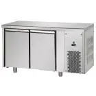 KÜHLTISCH AUS EDELSTAHL AISI 304 - UMLUFTKÜHLUNG - Mod. UG02MBT - GASTRONORM 1/1 -  2 TÜREN - TEMPERATUR -18°/-22°C - Abmessungen in cm (B x T x H): 142 x 71,5 x 85/92 -CE-Kennzeichnung