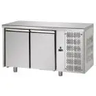 KÜHLTISCH AUS EDELSTAHL AISI 304 - UMLUFTKÜHLUNG - Mod. UG02MGN - GASTRONORM 1/1 -  2 TÜREN - TEMPERATUR 0°/+10°C - Abmessungen in cm (B x T x H): 142 x 70 x 85/92 -CE-Kennzeichnung