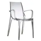 STUHL "VANITY" - MOD. 2654 - STRUKTUR AUS POLYCARBONAT MIT ARMLEHNEN - FÜR DEN INNEN-UND AUSSENBEREICH GEEIGNET - STAPELBAR - ABMESSUNGEN IN CM (BxTxH): 57 x 55 x 88 - CE-KENNZEICHNUNG