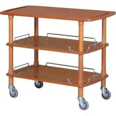 SERVIERWAGEN AUS HOLZ MIT DREI ETAGEN - CLP2003L - Rahmenkonstruktion in Vollholz - Etagen aus Birke-Multiplex - Abmessungen in cm (B x T x H): 110 x 40 x 89