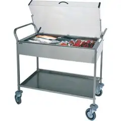 KÜHLWAGEN AUS EDELSTAHL MIT EUTEKTISCHEN PLATTEN - ZWEI EBENEN - MOD. CA1165 - Wagen FÜR Süβwaren, Käse, Wurstwaren und Vorspeisen - Struktur aus Edelstahl - 8 eutektische Platten - Plexiglasdeckel - Abmessungen in cm (B x T x H): 108 x 57 x 104