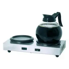 WARMHALTEPLATTE FÜR EDELSTAHLKANNEN - 2 RUNDE PLATTEN - LEISTUNG: 160 W - ABMESSUNGEN in mm (B x T x H): 358 x 218 x 80