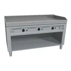 TEPPANYAKIHERD, GAS, 3 HEIZZONEN  - Mod. VGO3120L - 3 Heizzonen - nach Maß gefertigt - offener Unterbau - hartverchromte Kochplatte - 4-seitige Aufkantung - Gas-Leistung: 17,4  kW (3x5,8 kW) - Produktmaße in cm (BxTxH): 120 x 72 x 85 - EG-Norm