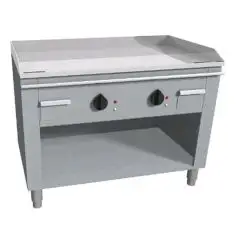 ELEKTRISCHER TEPPANYAKI-HERD mit 2 Heizzonen  - Mod. VGO2100G - nach Maß gefertigt - offener Unterbau - hartverchromte Kochplatte - 4-seitige Aufkantung - Leistung Elektro: 10,8 kW (2x5,4 kW) - dreiphasiger Anschluss: 400V - Produktmaße in cm (BxTxH): 100