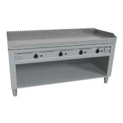 ELEKTRISCHER TEPPANYAKI-HERD mit 4 Heizzonen  - Mod. VGO4180 - nach Maß gefertigt - offener Unterbau - hartverchromte Kochplatte - 4-seitige Aufkantung - Leistung Elektro: 21,6 kW(4x5,4 kW) - dreiphasiger Anschluss: 400V - Produktmaße in cm (BxTxH): 180 x