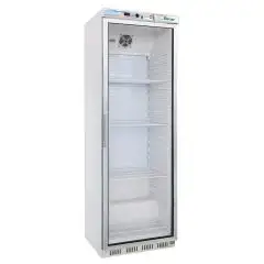 KÜHLSCHRANK AUS LACKIERTEM BLECH UND ABS-KUNSTSTOFF - STATISCHE KÜHLUNG - ECO - Mod. G-ER400G - 1 GLASTÜR - NUTZVOLUMEN: 350 LITER - TEMPERATUR: +2º/+8ºC - Abmessungen in cm (B x T x H): 60 X 58,5 X 185,5 - EG-NORM