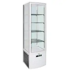 GLASTÜRKÜHLSCHRANK (VERTIKALE AUSRICHTUNG) - 4 SEITEN DOPPELGLAS - Mod. G-LSC280 - UMLUFTKÜHLUNG - NUTZVOLUMEN: 280 LITER - TEMPERATUR: +2°/+8°C - Abmessungen in cm (B x T x H): 51,5 X 48,5 X 203,5 - EG-NORM