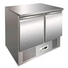 SALADETTE UND KÜHLTISCH AUS EDELSTAHL AISI 304 - Mod. G-S901 - STATISCHE KÜHLUNG - GASTRONORM 1/1 (53 x 32,5 cm) - 2 KÜHLTÜREN - TEMPERATUR: +2°/+8°C - Abmessungen in cm. (B x T x H): 90 x 70 x 85 - EG-Norm