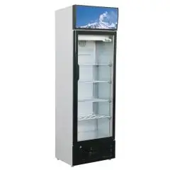 KÜHLSCHRANK AUS LACKIERTEM BLECH UND ALUMINIUM - FÜR SNACKS - STATISCHE KÜHLUNG - Mod G-SNACK290SC -  1 GLASTÜR - NUTZVOLUMEN: 290 LITER - TEMPERATUR: +2°/+8°C - Abmessungen in cm (B x T x H): 59,5 x 57,5 x 183 - EG-NORM