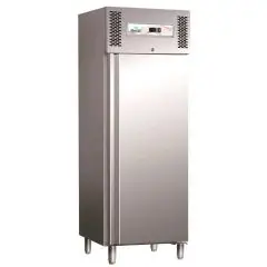KÜHLSCHRANK AUS EDELSTAHL AISI 304  - FÜR SNACKS - STATISCHE KÜHLUNG - Mod. G-SNACK400TN - Bruttokapazität: 429 LITER - 1 TÜR - TEMPERATUR: -2°/+8°C - Abmessungen in cm. (B x T x H): 68 x 70 x 200 - EG-NORM