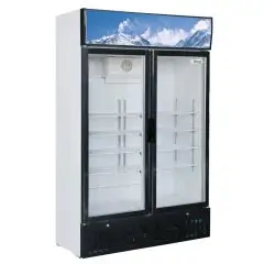 KÜHLSCHRANK AUS LACKIERTEM BLECH - FÜR SNACKS - STATISCHE KÜHLUNG - Mod. G-SNACK638L2TNG - NUTZVOLUMEN: 620 LITER - 2 GLASTÜREN - TEMPERATUR: +1°/+8°C - Abmessungen in cm (B x T x H): 119,8 x 53 x 188 - EG-NORM