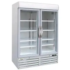 KÜHLSCHRANK AUS LACKIERTEM BLECH - FÜR SNACKS - UMLUFTKÜHLUNG - Mod. G-SNACK930BTG - 2 GLASTÜREN - NUTZVOLUMEN: 1078 LITER - TEMPERATUR: -18º/-22ºC - Abmessungen in cm (B x T x H): 137 x 63 x 213 - EG-NORM